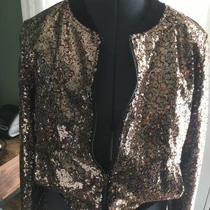 Adorable Rose gold Sequin bomber jacket NWT XL